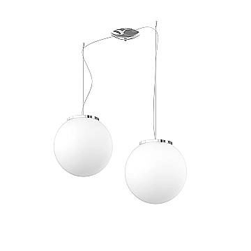 Lampadario Contemporaneo Mars Metallo Cromo Vetro Bianco 2 Luci E27 D30Cm