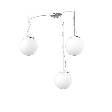 Lampadario Contemporaneo Mars Metallo Cromo Vetro Bianco 3 Luci E27 D20Cm