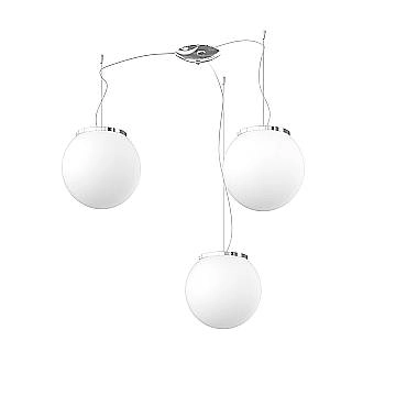 Lampadario Contemporaneo Mars Metallo Cromo Vetro Bianco 3 Luci E27 D25Cm