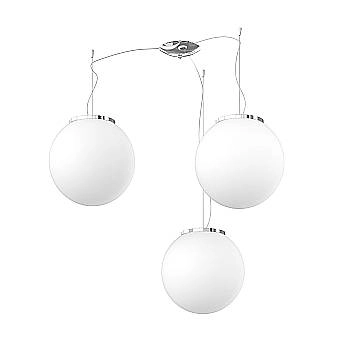 Lampadario Contemporaneo Mars Metallo Cromo Vetro Bianco 3 Luci E27 D30Cm