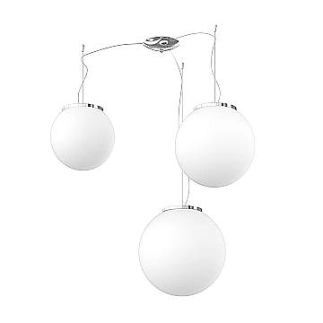 Lampadario Contemporaneo Mars Metallo Cromo Vetro Mix Bianco 3 Luci E27