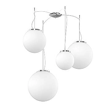 Lampadario Contemporaneo Mars Metallo Cromo Vetro Mix Bianco 4 Luci E27