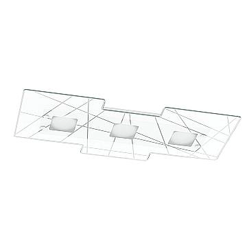 Plafoniera Contemporanea Focus Metallo Bianco Vetro 3 Luci Gx53