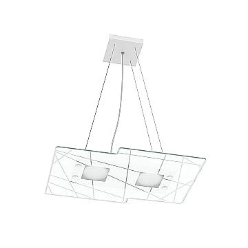 Lampadario Contemporaneo Focus Metallo Bianco Vetro 2 Luci Gx53