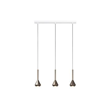 Lampadario Moderno Rettangolare Aygo Metallo Bianco E Bronzo 3 Luci Gu10