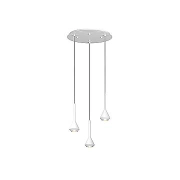 Lampadario Moderno Tondo Aygo Metallo Bianco 3 Luci Gu10