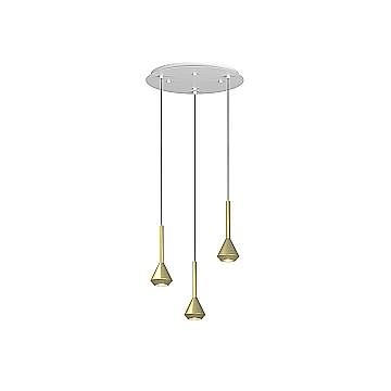 Lampadario Moderno Aygo Metallo Bianco E Ottone 3 Luci Gu10