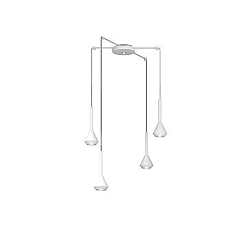 Lampadario Moderno Aygo Metallo Bianco 4 Luci Gu10