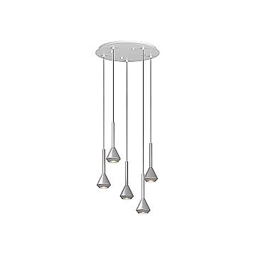 Lampadario Moderno Aygo Metallo Bianco E Alluminio 5 Luci Gu10