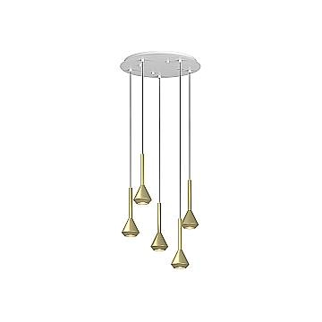 Lampadario Moderno Aygo Metallo Bianco Ottone 5 Luci Gu10