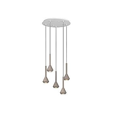 Lampadario Moderno Aygo Tondo Metallo Bianco E Sabbia 5 Luci Gu10