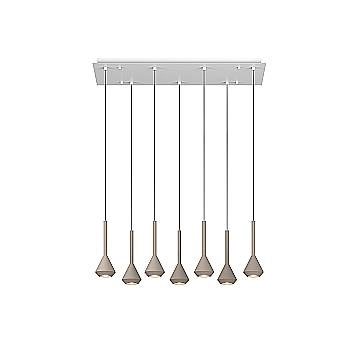 Lampadario Moderno Aygo Metallo Bianco E Sabbia Marrone 7 Luci Gu10