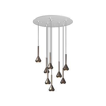 Lampadario Moderno Aygo Metallo Bianco Bronzo 8 Luci Gu10