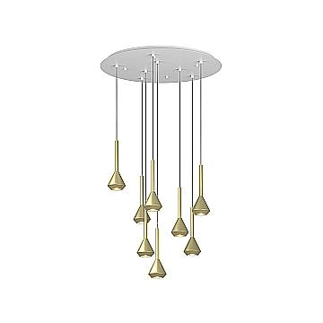 Lampadario Moderno Aygo Metallo Bianco Ottone 8 Luci Gu10