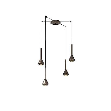 Lampadario Moderno Aygo Metallo Bronzo 4 Luci Gu10