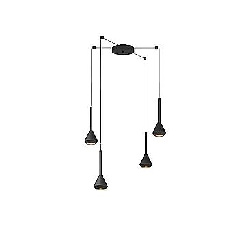 Lampadario Moderno Aygo Metallo Nero 4 Luci Gu10