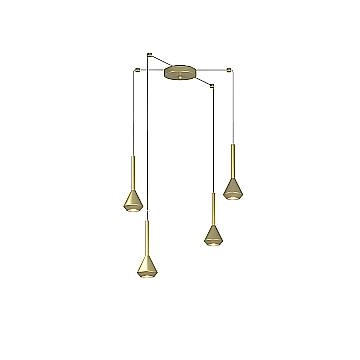 Lampadario Moderno Aygo Metallo Ottone 4 Luci Gu10