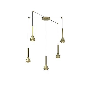 Lampadario Moderno Aygo Metallo Ottone 5 Luci Gu10