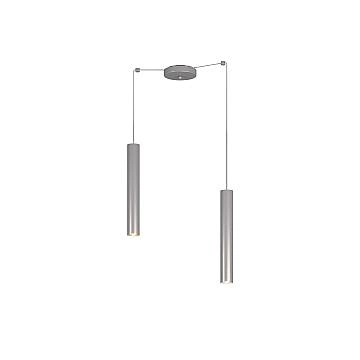Lampadario Industrial-Minimal Xeana Metallo Grigio 2 Luci Gu10