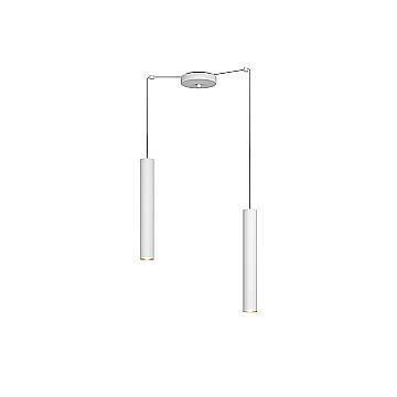 Lampadario Industrial-Minimal Xeana Metallo Bianco 2 Luci Gu10