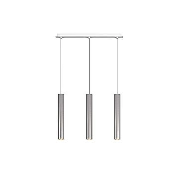 Lampadario Industrial-Minimal Xeana Metallo Bianco Alluminio 3 Luci Gu10