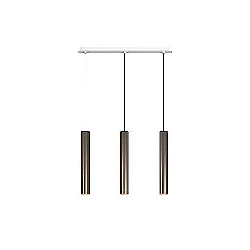 Lampadario Industrial-Minimal Xeana Metallo Bianco Bronzo 3 Luci Gu10