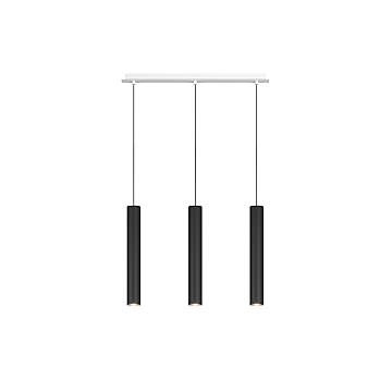 Lampadario Industrial-Minimal Xeana Metallo Bianco Nero 3 Luci Gu10