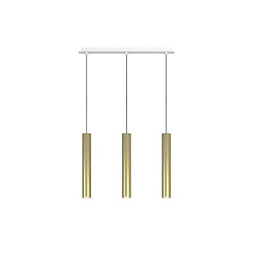 Lampadario Industrial-Minimal Xeana Metallo Bianco Ottone 3 Luci Gu10