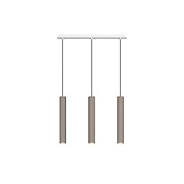 Lampadario Industrial-Minimal Xeana Metallo Bianco Marrone 3 Luci Gu10
