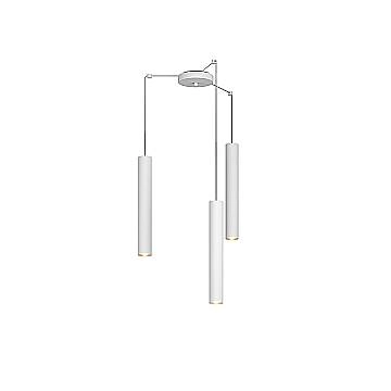 Lampadario Industrial-Minimal Xeana Metallo Bianco 3 Luci Gu10