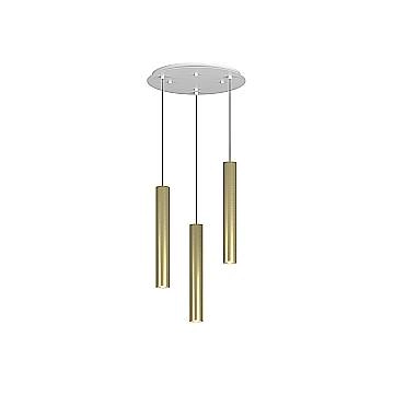 Lampadario Tondo Industrial-Minimal Xeana Metallo Bianco Ottone 3 Luci Gu10