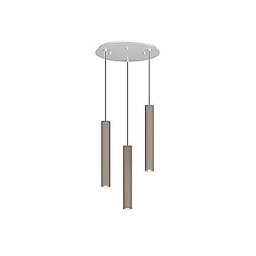Lampadario Tondo Industrial-Minimal Xeana Metallo Bianco Marrone 3 Luci Gu10