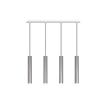 Lampadario Industrial-Minimal Xeana Metallo Bianco Alluminio 4 Luci Gu10