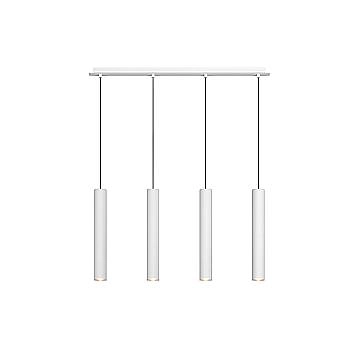 Lampadario Rettangolare Industrial-Minimal Xeana Metallo Bianco 4 Luci Gu10