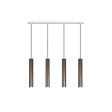 Lampadario Industrial-Minimal Xeana Metallo Bianco Bronzo 4 Luci Gu10