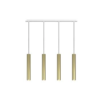 Lampadario Industrial-Minimal Xeana Metallo Bianco Ottone 4 Luci Gu10