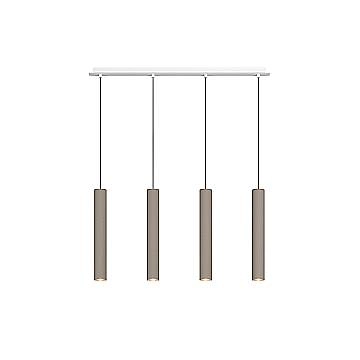 Lampadario Industrial-Minimal Xeana Metallo Bianco Marrone 4 Luci Gu10