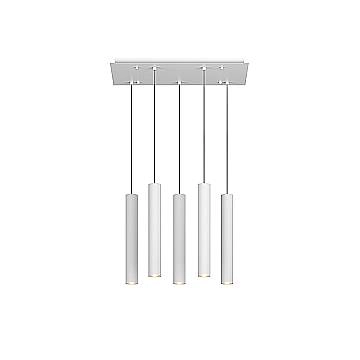 Lampadario Rettangolare Industrial-Minimal Xeana Metallo Bianco 5 Luci Gu10