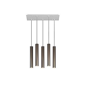 Lampadario Industrial-Minimal Xeana Metallo Bianco Bronzo 5 Luci Gu10