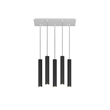 Lampadario Industrial-Minimal Xeana Metallo Bianco Nero 5 Luci Gu10