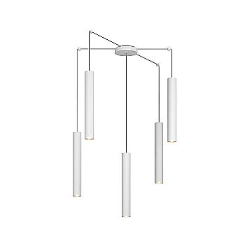 Lampadario Industrial-Minimal Xeana Metallo Bianco 5 Luci Gu10