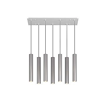 Lampadario Industrial-Minimal Xeana Metallo Bianco Alluminio 7 Luci Gu10