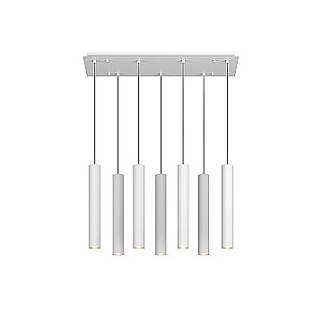 Lampadario Industrial-Minimal Xeana Metallo Bianco 7 Luci Gu10
