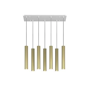Lampadario Industrial-Minimal Xeana Metallo Bianco Ottone 7 Luci Gu10
