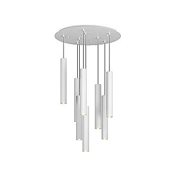 Lampadario Industrial-Minimal Xeana Metallo Bianco 8 Luci Gu10