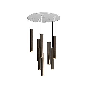 Lampadario Industrial-Minimal Xeana Metallo Bianco Bronzo 8 Luci Gu10