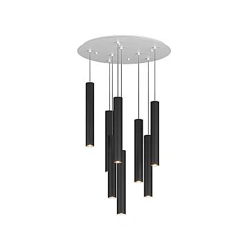 Lampadario Industrial-Minimal Xeana Metallo Bianco Nero 8 Luci Gu10