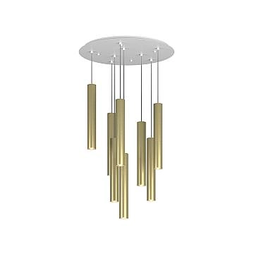 Lampadario Industrial-Minimal Xeana Metallo Bianco Ottone 8 Luci Gu10