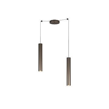 Lampadario Industrial-Minimal Xeana Metallo Bronzo 2 Luci Gu10