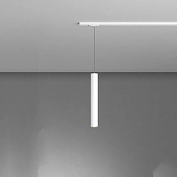 Sospensione Binario Industrial-Minimal Xeana Metallo Bianco 1 Luce Gu10